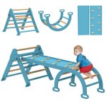 Aiyaplay 7 En 1 Triángulo De Escalada Montessori Con Arco Y Rampa 188x70 Cm Azul