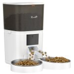 Pawhut Comedero Automático 6l Wifi 2.4g Control App 2 Cuencos Grabadora Voz 10s