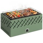 Outsunny Barbacoa De Carbón Con Ventilador Integrado 45,5x29x21 Cm Verde Claro