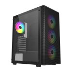 Caixa FSP M220-BA Preto ARGB Vidro Midi Tower ATX mATX