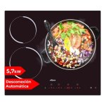 Placa Vitrocerámica Nilson NV3600 60 cm 3 Zonas Triple Corona Cristal Negro Táctil