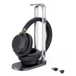 Auriculaires Yealink BH76 Plus sans fil Bluetooth avec Réduction de Bruit Hybride, Micro perche et Base de Charge Noirs