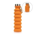 Botella Deportiva Plegable De Silicona. 470 A 550ml, Libre De Bpa, Tapón De Rosca De Acero Inoxidable.