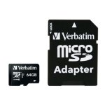 Tarjeta MicroSDXC Verbatim Premium 64 GB Clase 10 UHS-I V10 90 MB/s Negra