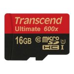 Tarjeta microSD Transcend Ultimate 16GB Class 10 UHS-I 90MB/s Negro Rojo