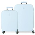 Enso Annie Juego De Maletas, Verde, Rígida, 4 Ruedas Dobles