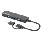 Hub Manhattan 4 Ports 5 Gbps USB 3.2 Gen 1 USB-C USB-A tragbar