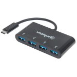 Hub Manhattan 4 Ports 5 Gbps USB 3.0 Type-C HB30C4AB kompakt tragbar