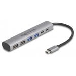 Hub Delock 6 Ports USB 3.2 Gen 1 Aluminium Grau Kompakt