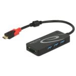 Hub Delock 3 Ports USB 3.2 Gen 1 Type-A SD MicroSD Kartenleser Schwarz