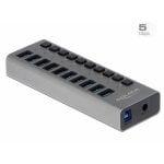 Hub Delock 10 Ports 5 Gbps USB 3.2 Gen 1 Aluminium Schalter