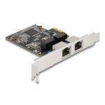 Tarjeta de Red Delock PCI Express x1 2x RJ45 Gigabit LAN 1000 Mbps Silber
