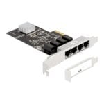 Tarjeta de Red Delock PCI Express x4 4x RJ45 Gigabit LAN 1000 Mbps