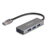 Hub Delock 4 Ports USB 3.2 Gen 1 5 Gbps Typ-A Anschluss Metallisch Grau