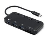 Hub Roline 3 Ports USB 3.2 Gen 1 Type-C mit MicroSD-Leser schwarz 14.02.5059