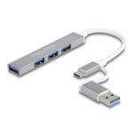 Hub Delock 4 Ports 5 Gbps USB Type-C und Type-A kompakt Metall