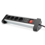 Régua de tomadas Digitus 4 Tomadas 2 USB com Interruptor e Proteção Alumínio
