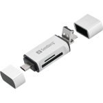 Lettore di schede Sandberg USB-C+USB+MicroUSB con connessioni multiple