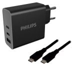 Chargeur 65W Philips avec 2 ports USB-C et câble 2m GaN