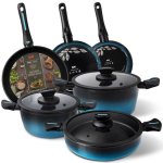 Pentola Induzione Accio Forgiato 9 Pezzi Antiaderente Senza PFOA Briebe Mare Blu