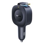 Carregador Auto Baseus PrimeTrip VR2 com Cabo Retrátil C+C 30W Preto Cósmico