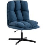 Homcom Butaca De Salón Giratorio 360° Altura Ajustable Asiento Ancho Azul Oscuro
