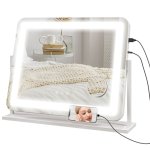 Homcom Espejo De Maquillaje Con Luz Con 3 Modos De Iluminación Ajustables Blanco