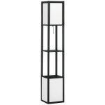 Homcom Lámpara De Pie De Madera Con Estante 26x26x156 Cm Negro Y Blanco