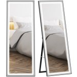 Homcom Espejo De Pie Cuerpo Entero Con Luces 165x60 Cm Blanco Y Negro