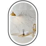 Homcom Espejo De Baño Con Luz De Pared Ovalado 60x90 Cm 3 Colores De Luz Negro