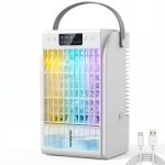 Homcom Mini Enfriador De Aire 4 En 1 4 Velocidades Luz Rgb De 7 Colores Blanco