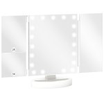 Homcom Espejo Maquillaje Con Luz Aumento 1x/2x/3x 21 Luces Led Blanco