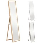 Homcom Espejo De Cuerpo Entero Con Luz Led 160x40 Cm Con Soporte Roble