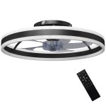 Ventoinha de Teto com Luz HOMCOM B31-646V00BK 45W Ø50cm 6 Velocidades Motor DC Reversível Comando