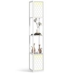 Homcom Lámpara De Pie Moderna Con Estantes Abiertos Interruptor De Cadena Blanco