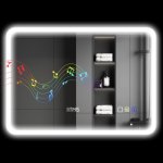Homcom Espejo De Baño Con Luz Led 70x50 Cm Con Bluetooth Reloj Digital