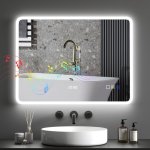 Espelho de Casa de Banho Homcom 834-851V04SR LED Bluetooth 80x60 cm