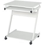 Homcom Mesa De Ordenador Con Ruedas 60x48 Cm Con Bandeja Para Teclado Blanco