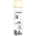 Homcom Lámpara De Pie Con Estantes Temperaturas De Color Ajustable Blanco