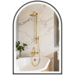 Homcom Espejo De Baño Con Luz De Pared Arqueado 60x90 Cm 3 Colores De Luz Negro