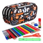 Astuccio Triplo Milan Fingers con Materiale Scolastico Incluso