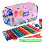 Astuccio Triplo Milan Green & Grow con Materiale Scolastico Incluso