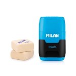 Pack Afilaborras Milan Touch Compacto con 2 Gomas de Recambio Azul