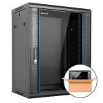 Rack mural Phasak Pro 15U 600x450 premontado con puerta de vidrio templado