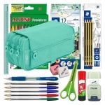 Astuccio Triplo Officebox Turquesa con Materiale Scolastico Incluso