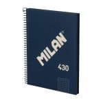 Cuaderno A5 Espiral Tapa Dura Milan 430 Cuadriculado 80 Hojas 95gr Azul