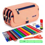 Astuccio Triplo Milan 1918 con Materiale Scolastico Incluso Rosa