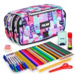 Astuccio Triplo Milan Aliens con Materiale Scolastico Incluso
