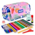 Astuccio Triplo Milan Green & Grow con Cerniere Resistenti e Materiale Scolastico Incluso
