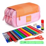 Estuche Escolar Triple ColePack Kuru con Material Incluido Naranja